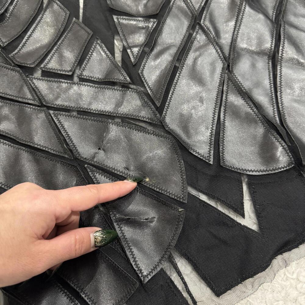 Women’s Hot & Delicious Black Geometric Faux Leather & Mesh Jacket (size S) - Picture 9 of 9
